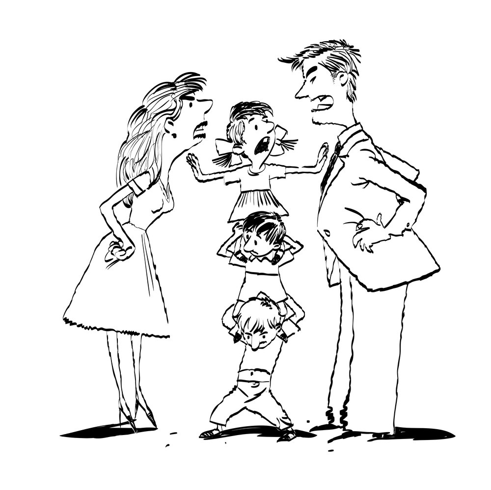 sketch a family arguing vector 11994127